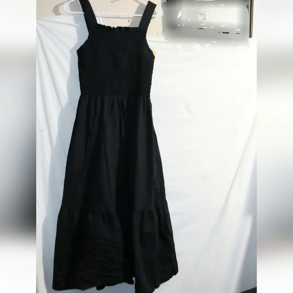 Everlane Black Cotton Smock Dress Long - Picture 6 of 15